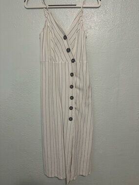 URBAN Romantics Cream Striped Button-Front Midi Dress Size Small